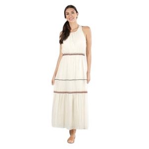 NEW Love Stitch Crinkle Gauze Embroidered Tiered Midi | Maxi Sundress